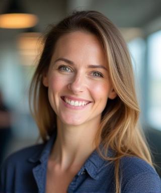 Anja Weber smiling at the Osterry office.