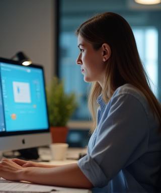 Sophie Bauer working at a computer.